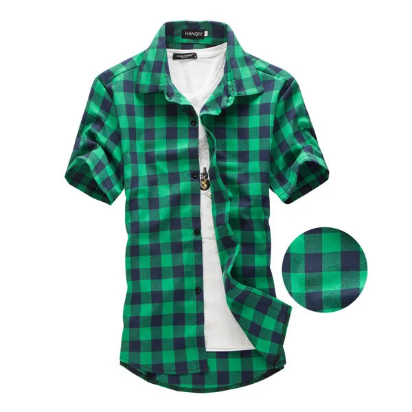 Red And Black Plaid Shirt Men Shirts 2026 New Summer Fashion Chemise Homme Mens Checkered Shirts Short Sleeve Shirt Men Blouse