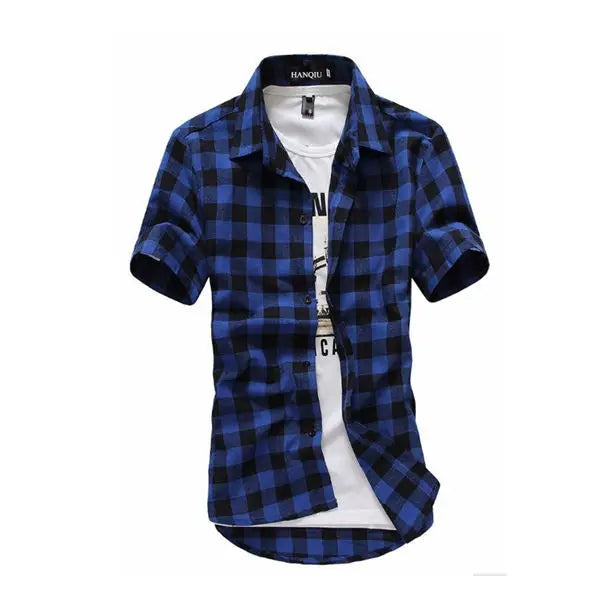 Red And Black Plaid Shirt Men Shirts 2026 New Summer Fashion Chemise Homme Mens Checkered Shirts Short Sleeve Shirt Men Blouse