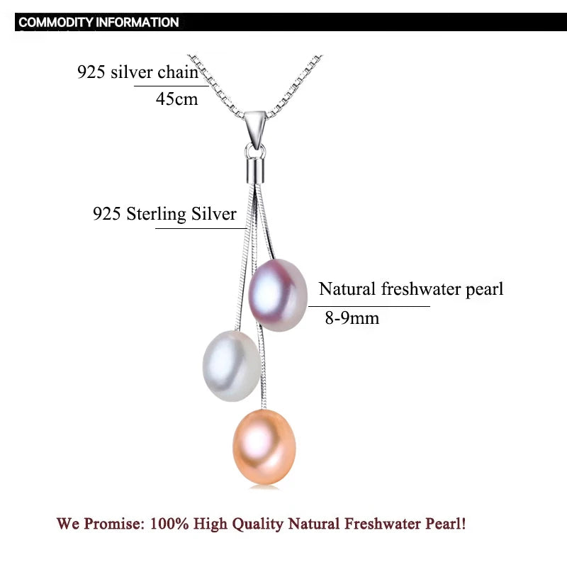 ZHBORUINI 2024 Fashion Pearl Necklace Pearl Jewelry Multicolour Natural Pearl Pendant 925 Sterling Silver Jewelry For Women Gift