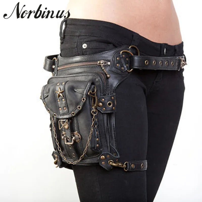 Steampunk Waist Leg Bags Women Men Victorian Style Holster Bag Motorcycle Thigh Hip Belt Packs Messenger Shoulder Bags