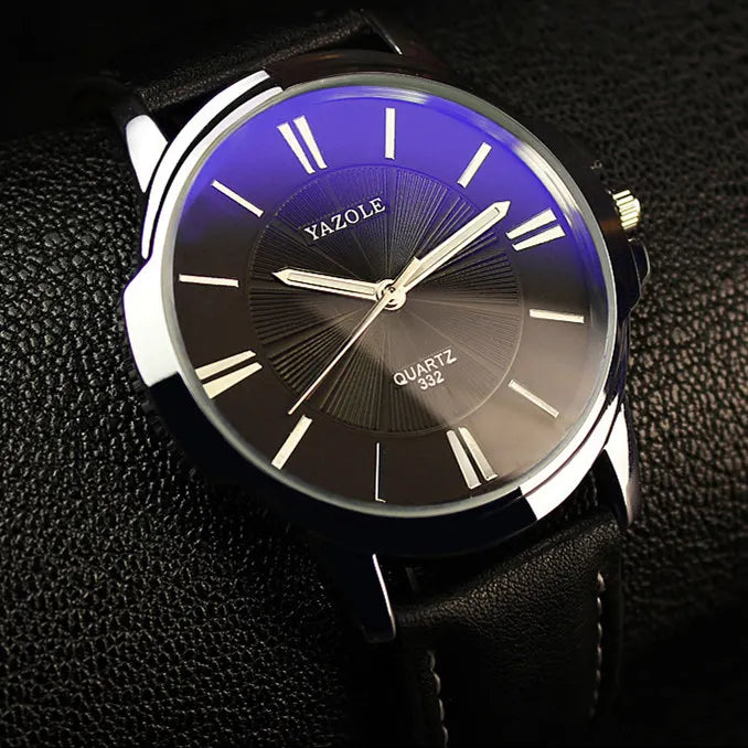 Hot YAZOLE Mens Watches Top Brand Luxury Blue Glass Watch Men Wristwatch Waterproof Leather Roman Men's Watch Male Clock relojes
