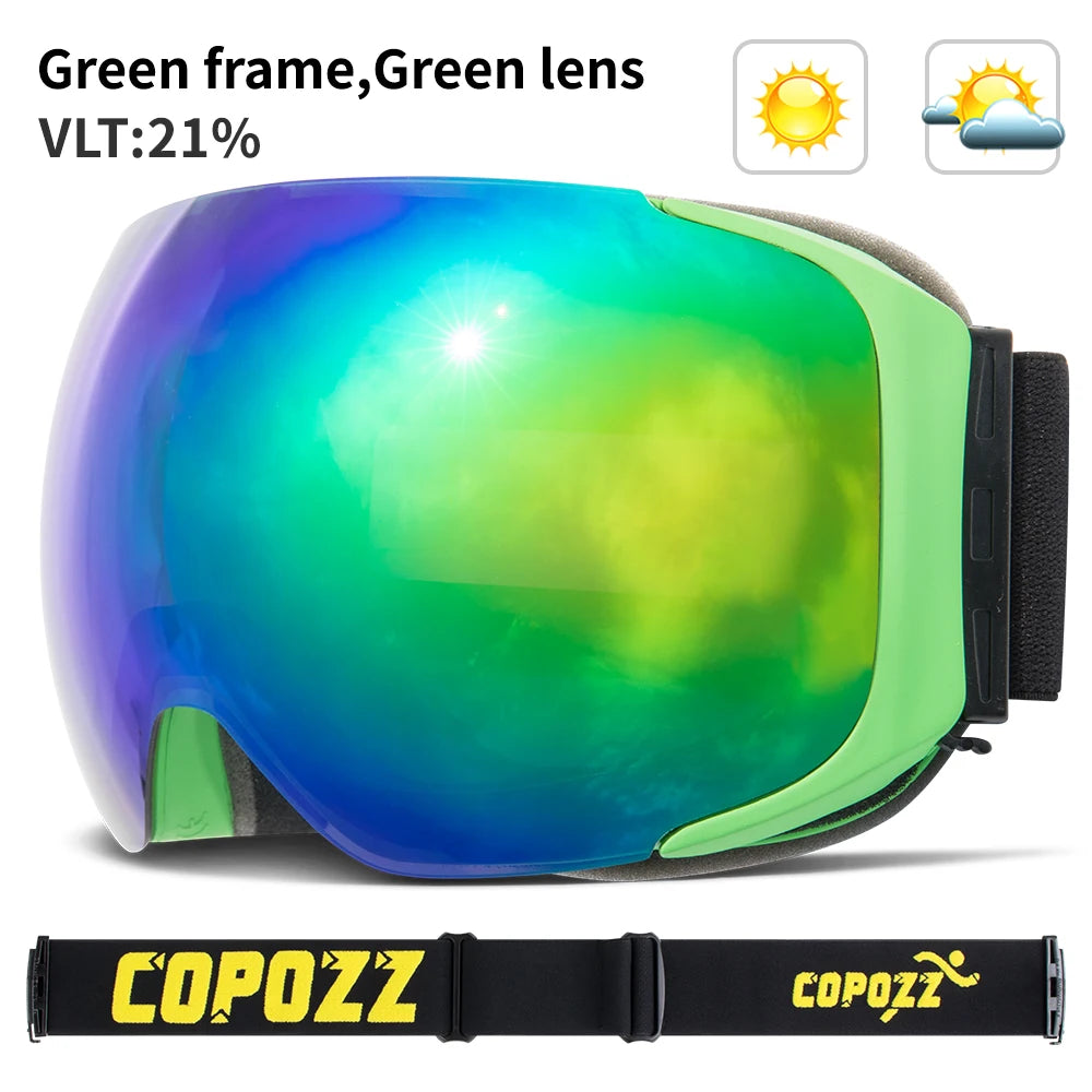 COPOZZ Brand Ski Goggles Replaceable Magnetic Lenses UV400 Anti-fog Snow Ski Mask Skiing Men Women Snowboard Goggles GOG-2181