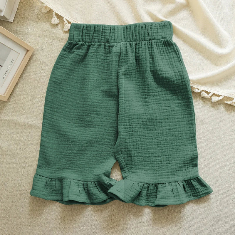 100% Cotton Girls Flared Pants Summer New Style Children's Solid Color Casual And Comfortable Ankle-Length Trousers TZ68