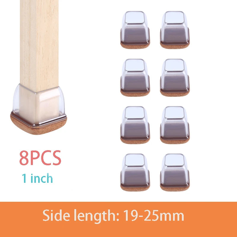 8PCS Thick Rubber Chair Leg Protector Covers Felt Bottom Furniture Pads Floor Protectors Caps to Reduce Noise And Prevent Scratc