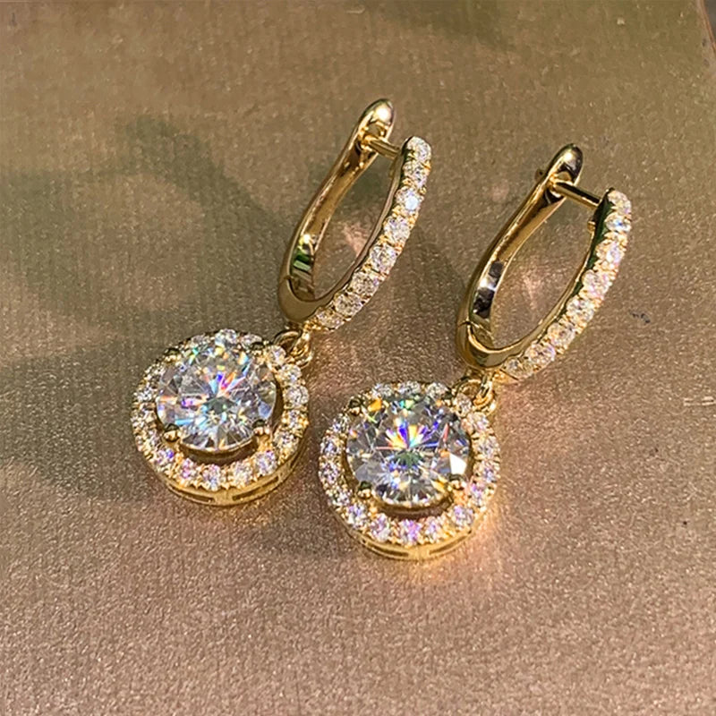 Huitan Versatile Classic Design Round Dangle Earrings For Women Dazzling Crystal CZ Engagement Wedding Jewelry Statement Earring
