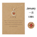 Fashion Personality Birthstone Moon Star Crystal Pendant Necklace for Women Clavicle Chain Choker Birthday Party Jewelry Gift