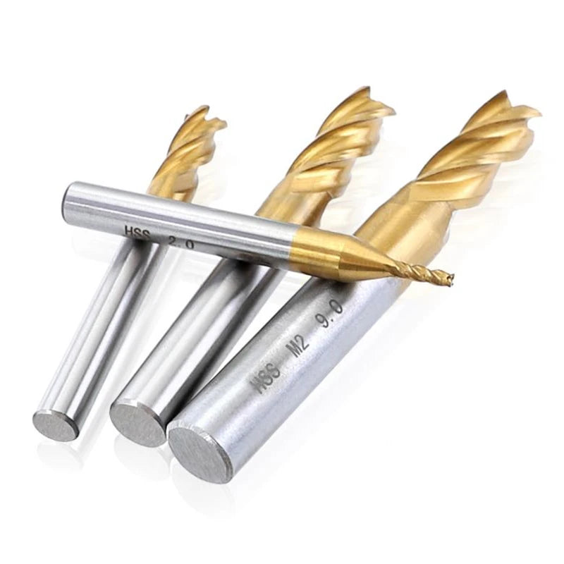 1.5-10mm Titanium Coated HSS Four-Flute Spiral Bit HRC63 CNC Drill Bit End Milling Cutter For Wood, Steel Cutting