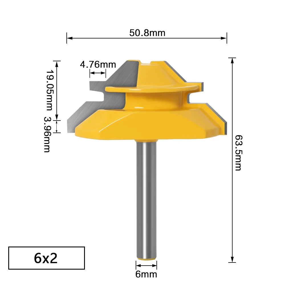 45 Degree Lock Miter Router Bit 1/4" 6mm Shank Woodworking Tenon Milling Cutter Tool Drilling Milling For Wood Carbide Alloy