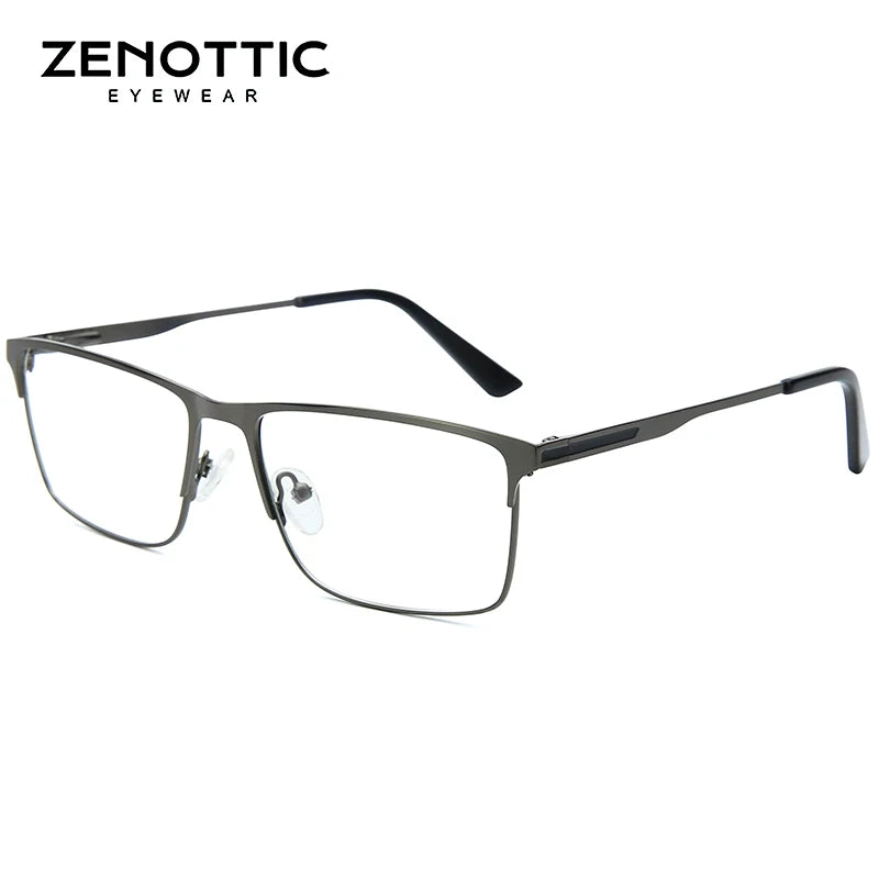 ZENOTTIC Alloy Prescription Glasses Men Square Anti Blue Light Progressive Eyeglasses High Quality Myopia Photochromic  Eyewear