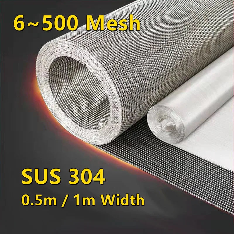 6-500 Mesh 304 Stainless Steel Woven Wire Mesh Filtration Screen Mesh Screening Filter Sheet Screen Industrial Fix Tools Net