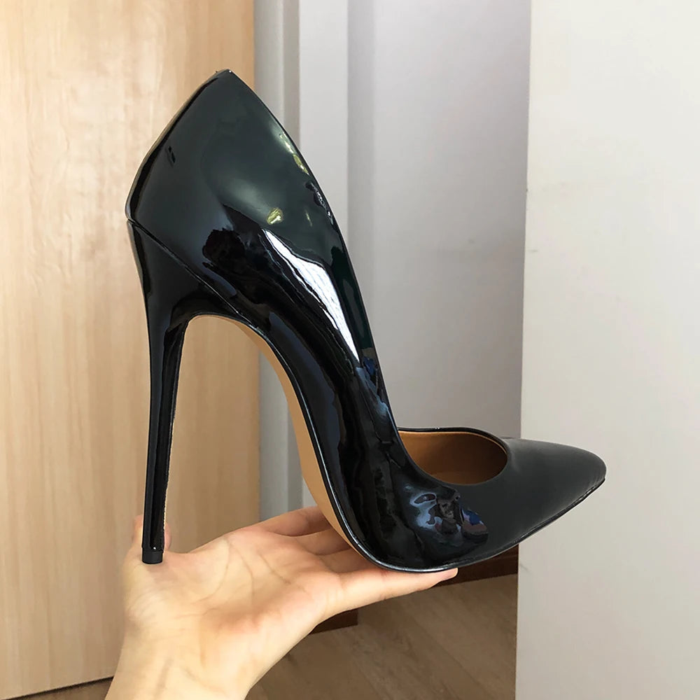 Tikicup Plus Size 47 48 Solid Matte Black 15cm Extreme Pointed Toe Stiletto High Heels Slip On Dress Pumps Fetish Unisex Shoes