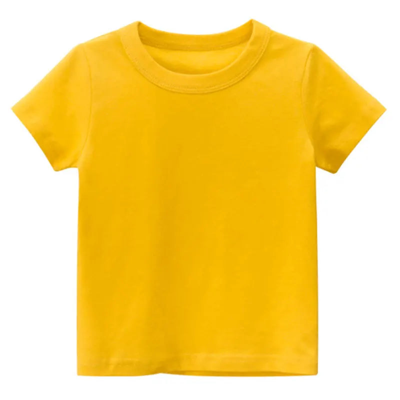 Kids Solid T Shirt Tops for Child Boys Girls Baby Toddler Blank Cotton Clothes White T-shirts Children Summer Tees Short Sleeve