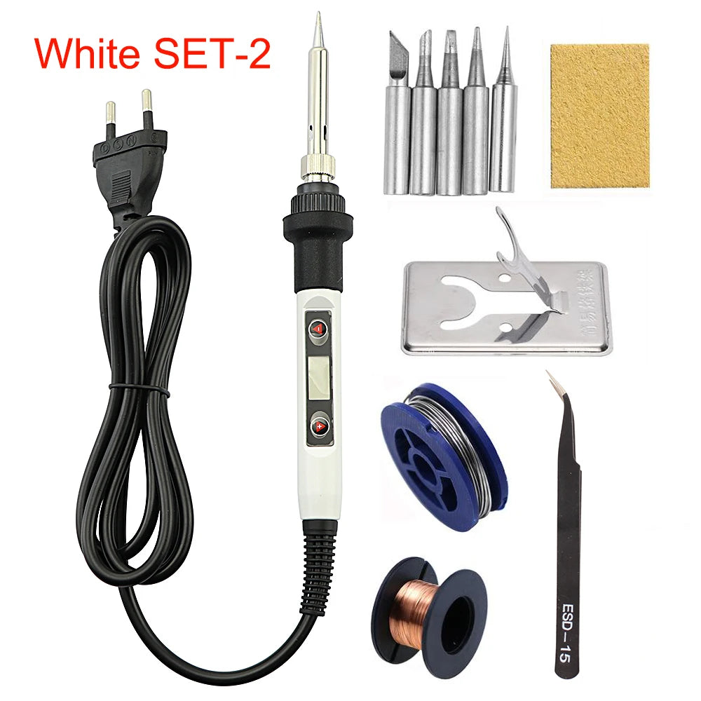Adjustable Temperature Solder Iron 80W 220V / 110V LCD Electric Soldering Iron Welding Repair Tools
