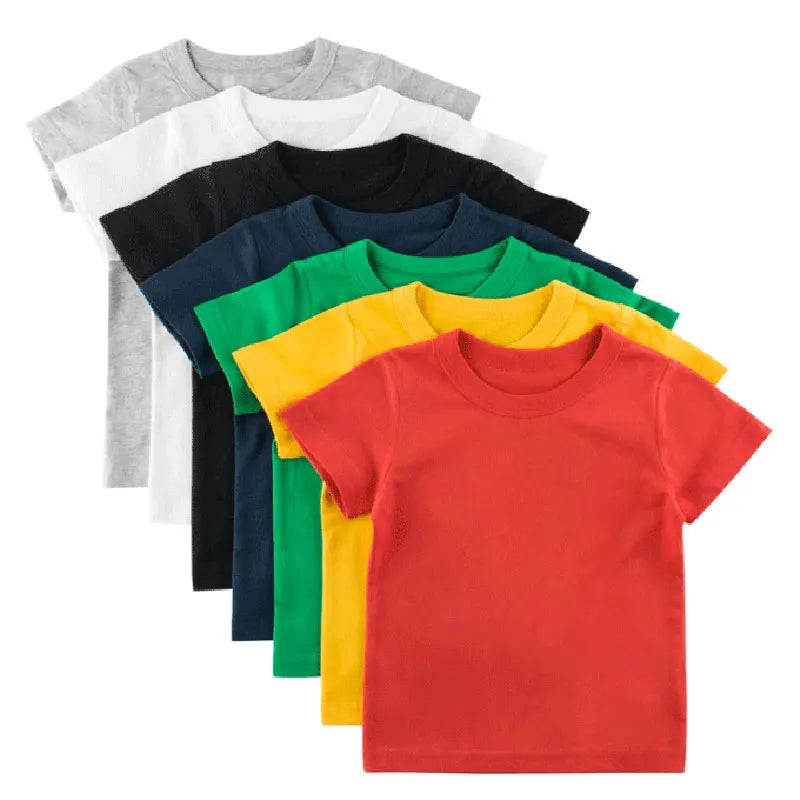 Kids Solid T Shirt Tops for Child Boys Girls Baby Toddler Blank Cotton Clothes White T-shirts Children Summer Tees Short Sleeve