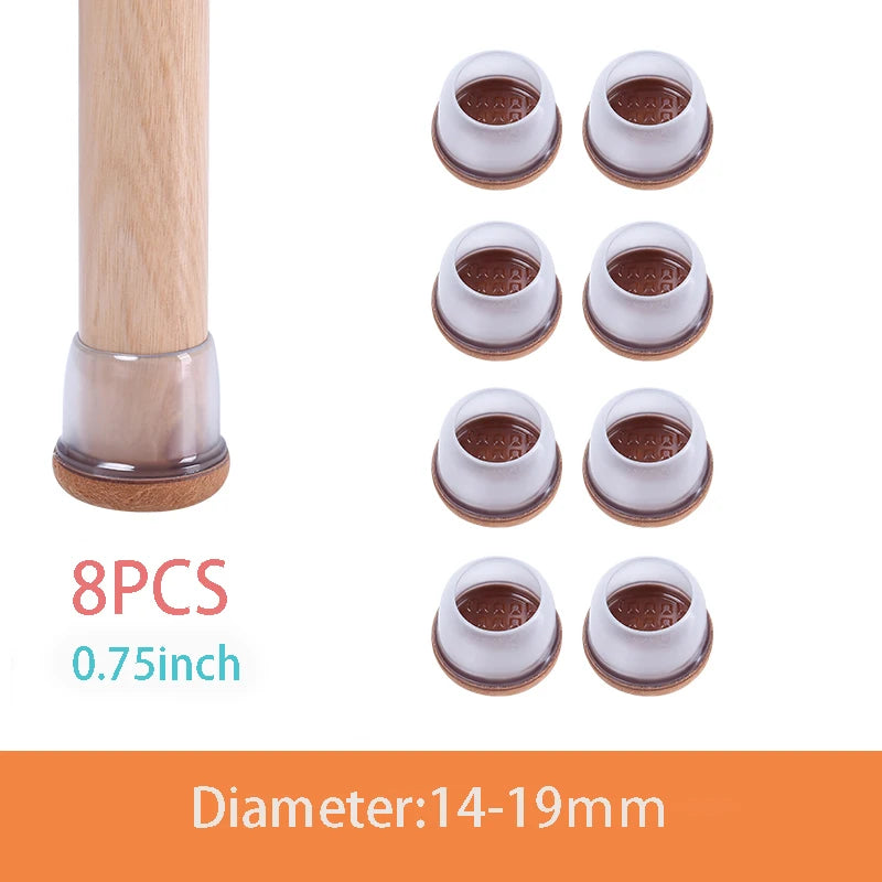 8PCS Thick Rubber Chair Leg Protector Covers Felt Bottom Furniture Pads Floor Protectors Caps to Reduce Noise And Prevent Scratc