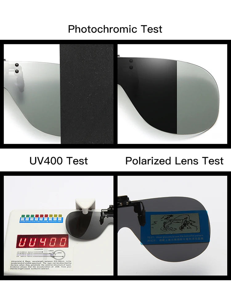 VIVIBEE Polarized Flip Up Clip On Sunglasses for Glasses Men Oversized Driving UV400 Mirror Red Fishing Night Vision Eyeglasses