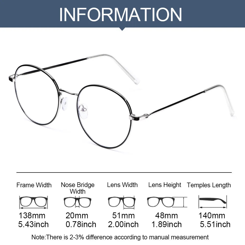 Anti-Blue Light Glasses for Women Men Classic Metal Frame Eyewear Fashion Office Computer Goggles Blue Rays Blocking Glasses