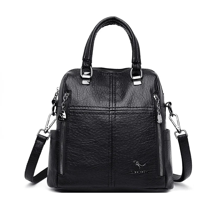 3in1 Backpack Multifunction Women Backpacks Vintage Leather School Bags For Girls Shoulder Bag Ladies Travel Backpack Mochilas