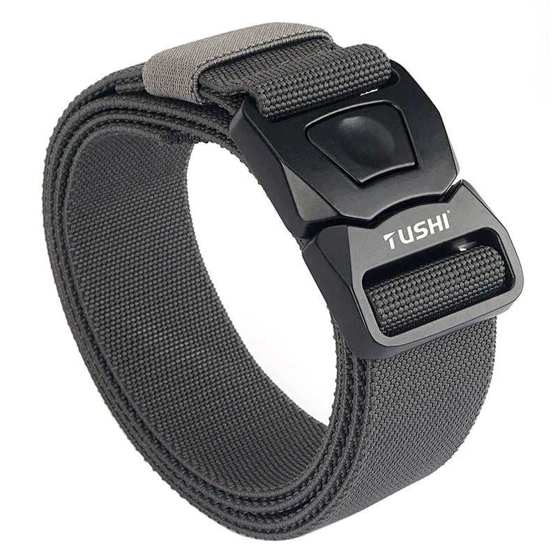 VATLTY New Men's Elastic Belt Matte Black Alloy Buckle Quick Release Tactical Outdoor Belt Military Army Girdles Male Waistband