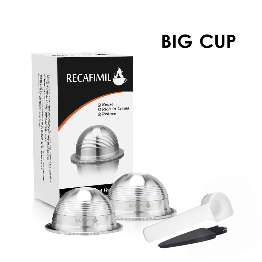 ICafilas Espresso Capsulas Recargables Nespresso Vertuoline & Vertuo Stainless Steel (G2) Refillable Capsule Reusable Filter ODS