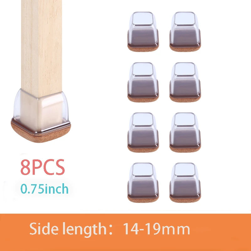 8PCS Thick Rubber Chair Leg Protector Covers Felt Bottom Furniture Pads Floor Protectors Caps to Reduce Noise And Prevent Scratc