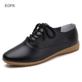 EOFK Spring Autumn Women Oxford Shoes Medical Casual Leather Ballet Flats Lace Up Soft Comfortable Ladies Derbys