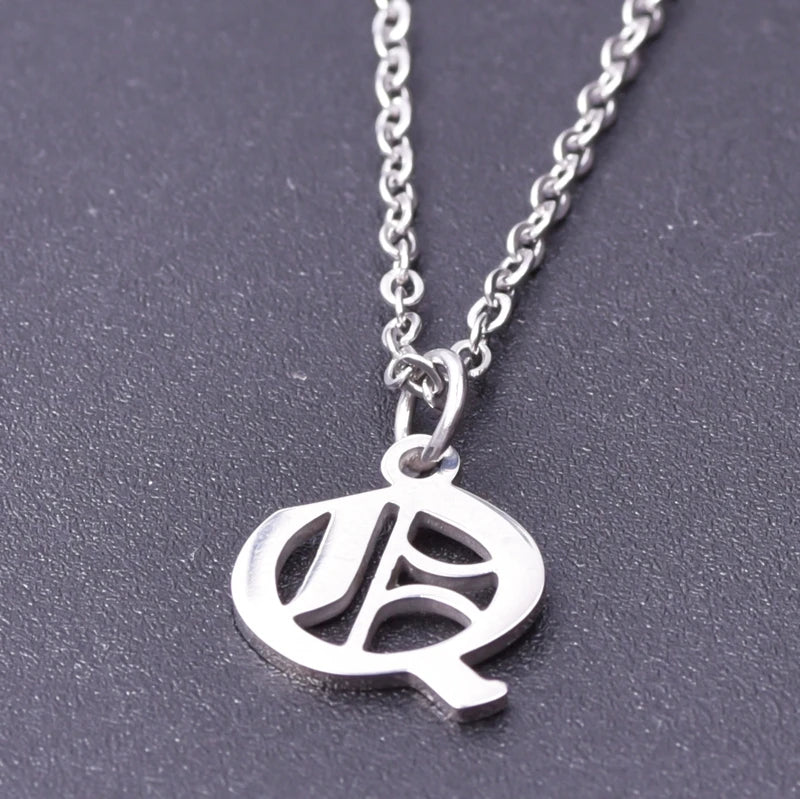 2pcs Stainless Steel Initial Necklace For Men Women Chain Old English Pendant 26 Letters Statement Necklaces Jewelry Couple Gift