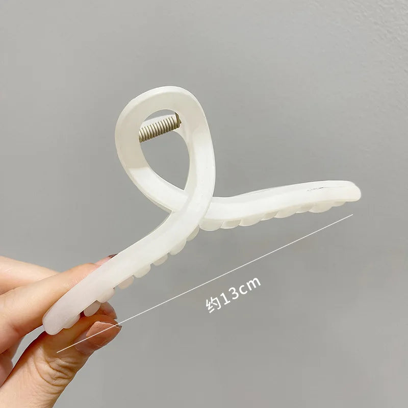 Fashion Hair Clips for Women Plastic Claw Clip Colorful Solid Color Cross Large 13cm Hair Clip Girls Hair Claw Hair Accessories