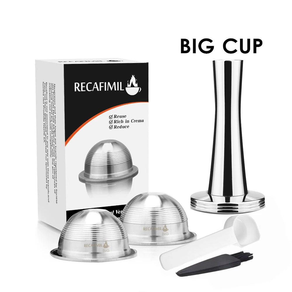 ICafilas Espresso Capsulas Recargables Nespresso Vertuoline & Vertuo Stainless Steel (G2) Refillable Capsule Reusable Filter ODS