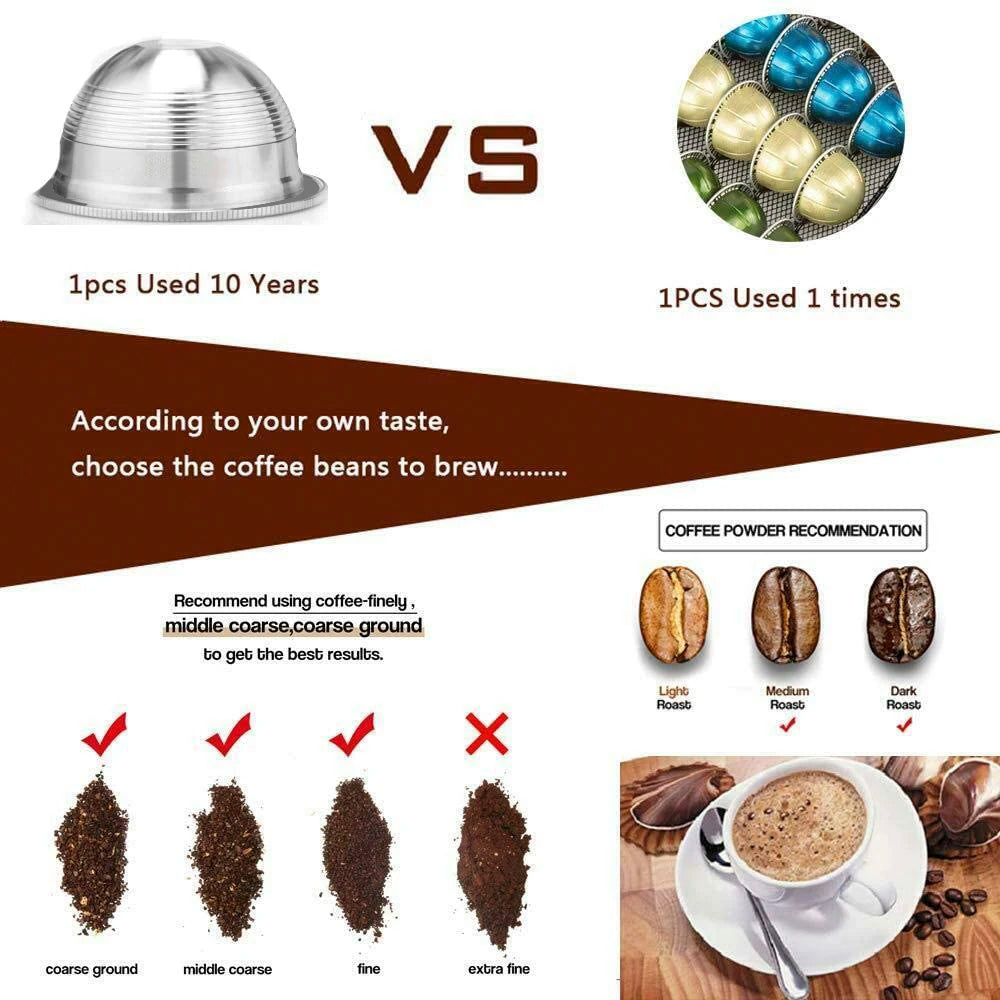 ICafilas Espresso Capsulas Recargables Nespresso Vertuoline & Vertuo Stainless Steel (G2) Refillable Capsule Reusable Filter ODS