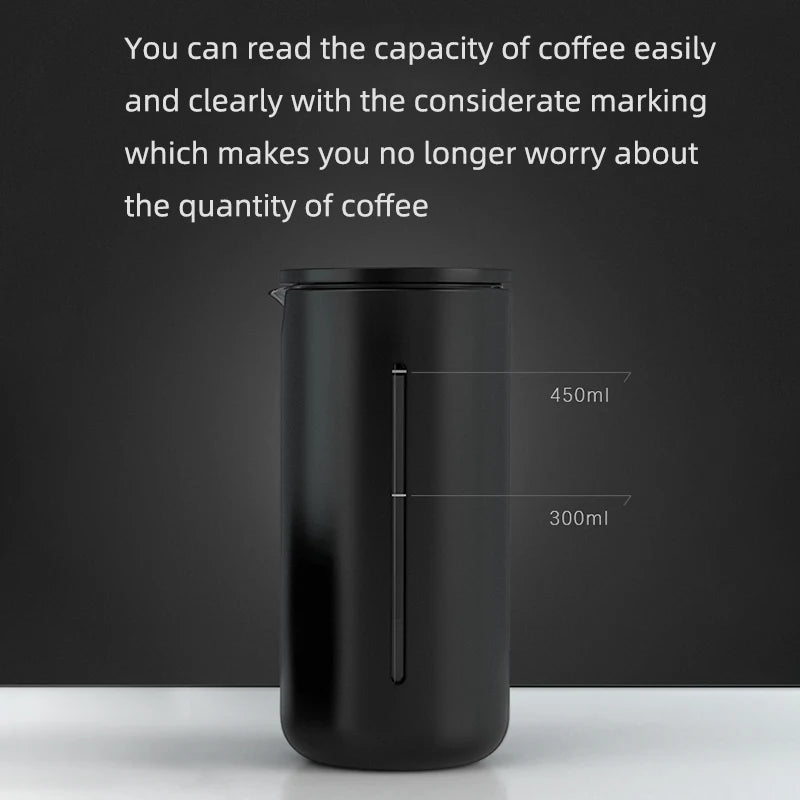 TIMEMORE French Press Coffee Press, Coffee Maker Tea Maker, 450ml, 15 Ounce, High Density Stainless Steel Mesh Heat Resistant Gl