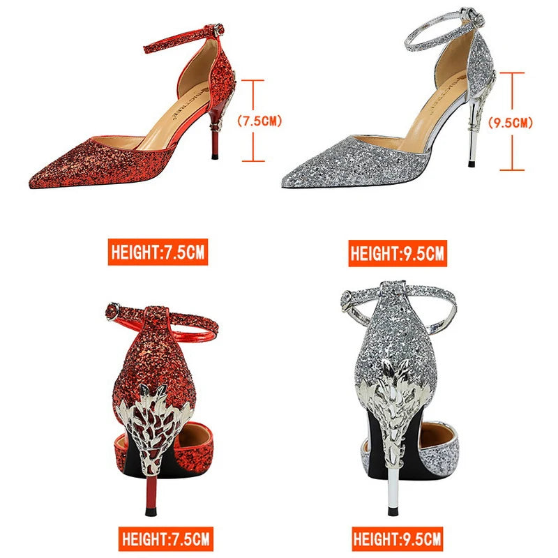 BIGTREE Shoes Heels 2026 New Woman Pumps Sequins High Heels Women Shoes Fashion Ladies Shoes Gold Sliver Stiletto Heels Sandals