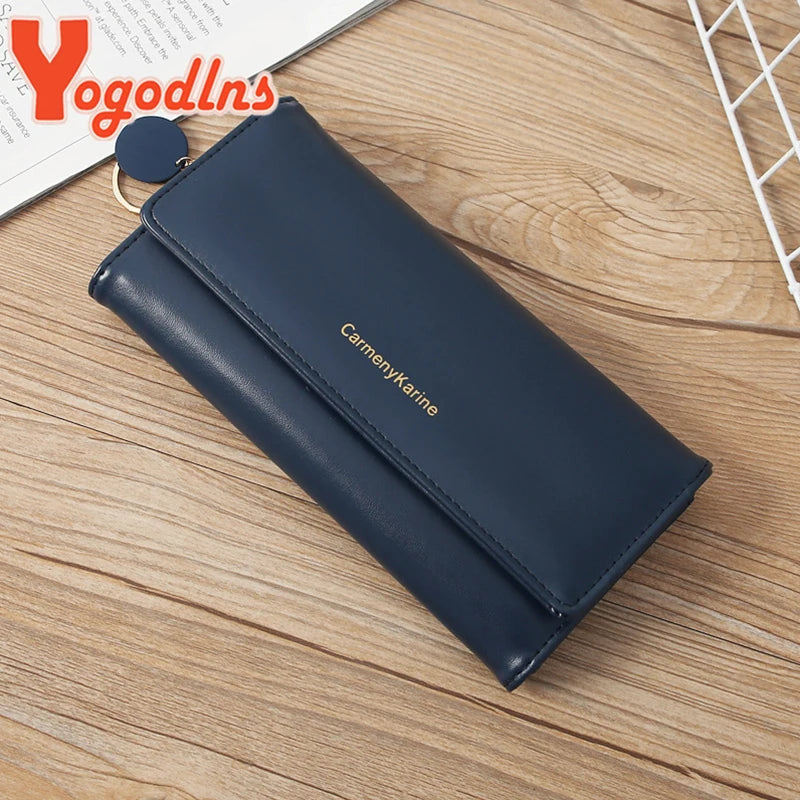 Yogodlns Casual Long Wallet For Women Pendant PU Leather Handbag Multi-layer Clutch Shopping Lady Purse Phone Card Holder Purse