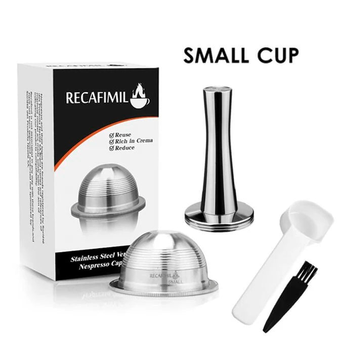 ICafilas Espresso Capsulas Recargables Nespresso Vertuoline & Vertuo Stainless Steel (G2) Refillable Capsule Reusable Filter ODS