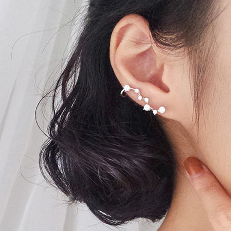 New Imitation Pearl Stud Earrings for Women Geometric Crystal Zircon Stars Earring Birthday Party Banquet Jewelry