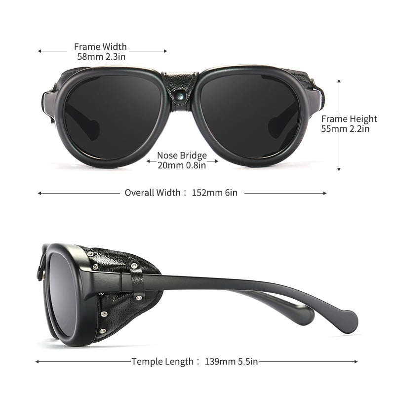 KDEAM Pilot Sunglasses Steampunk Men's Aviatic Polarized Sunglasses Women Soft Leather Shield Glasses Polarizing