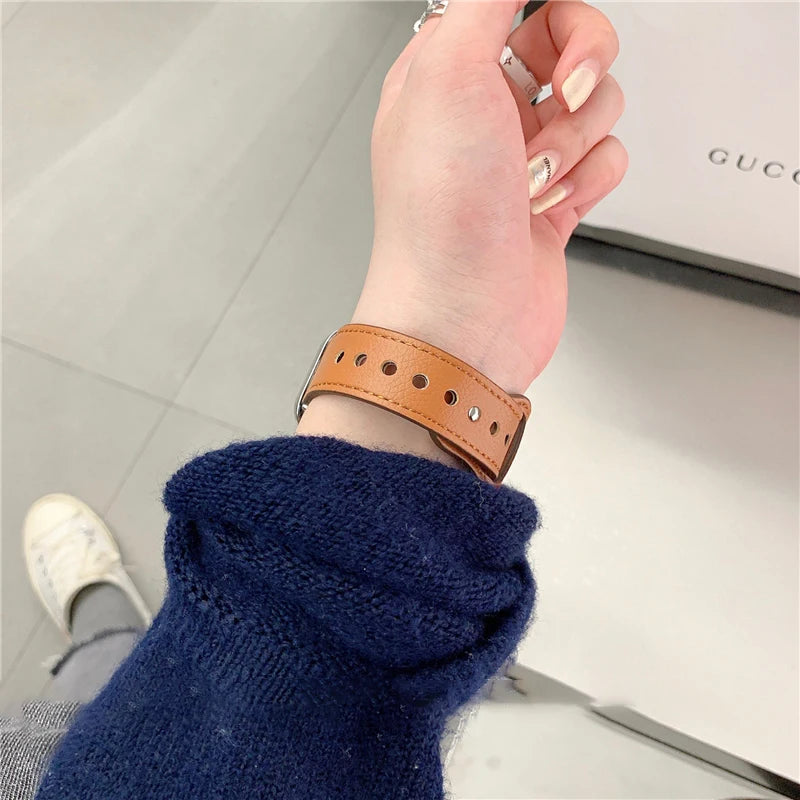 Leather band For Apple watch strap Ultra 2 49mm 44mm 40mm 38mm/42mm wrist bracelet for iWatch series 10 9 8 7 4 5 6 se 41mm/45mm