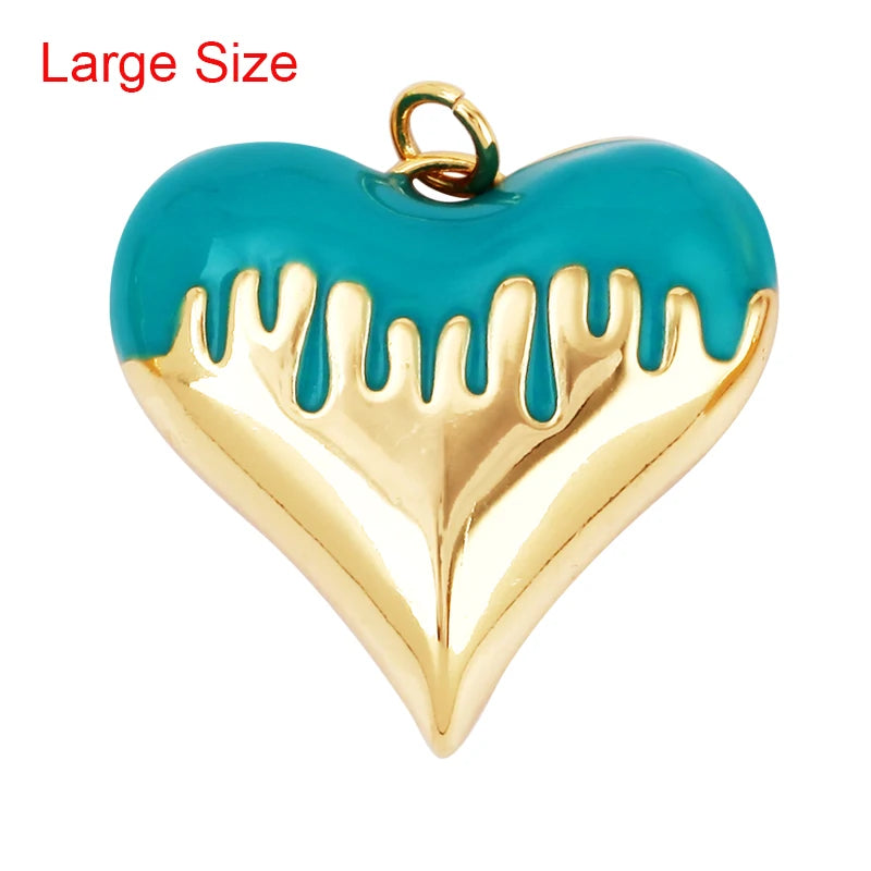 Enamel Flowing Heart Charm Pendant Valentine Gift,18K Real Gold Plated Colour,Necklace  Pendant for Handmade Jewelry Supply M92