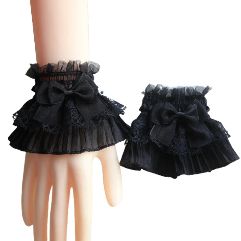 Ruffle Lace False Sleeve Sweater Lace Sleeves Detachable Wrist Cuffs Decor Steampunk Mesh Lace Horn Cuffs