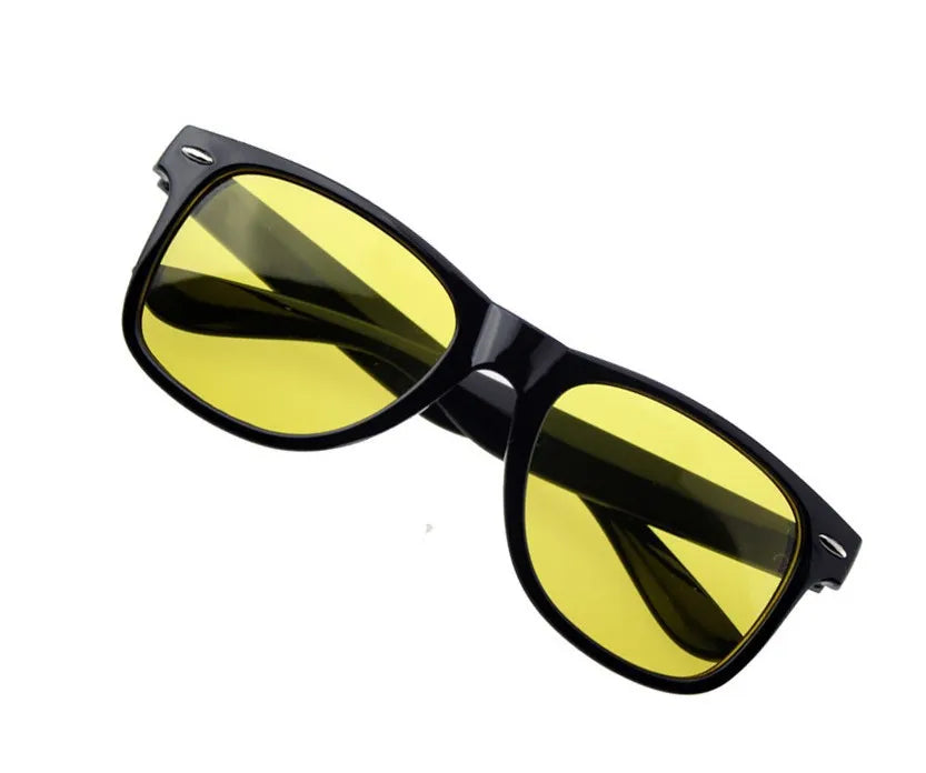 Unisex Square Yellow Lenses Night-Vision Glasses Driving Glasses Men Women Windproof Driving Goggle Sunglasses for Male Women