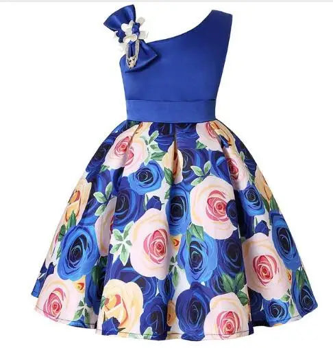 Summer Kids Flower Dresses for Girls Christmas Children Clothing Dress Princess Brithday Wedding Party Baby Girl Dress With Bow