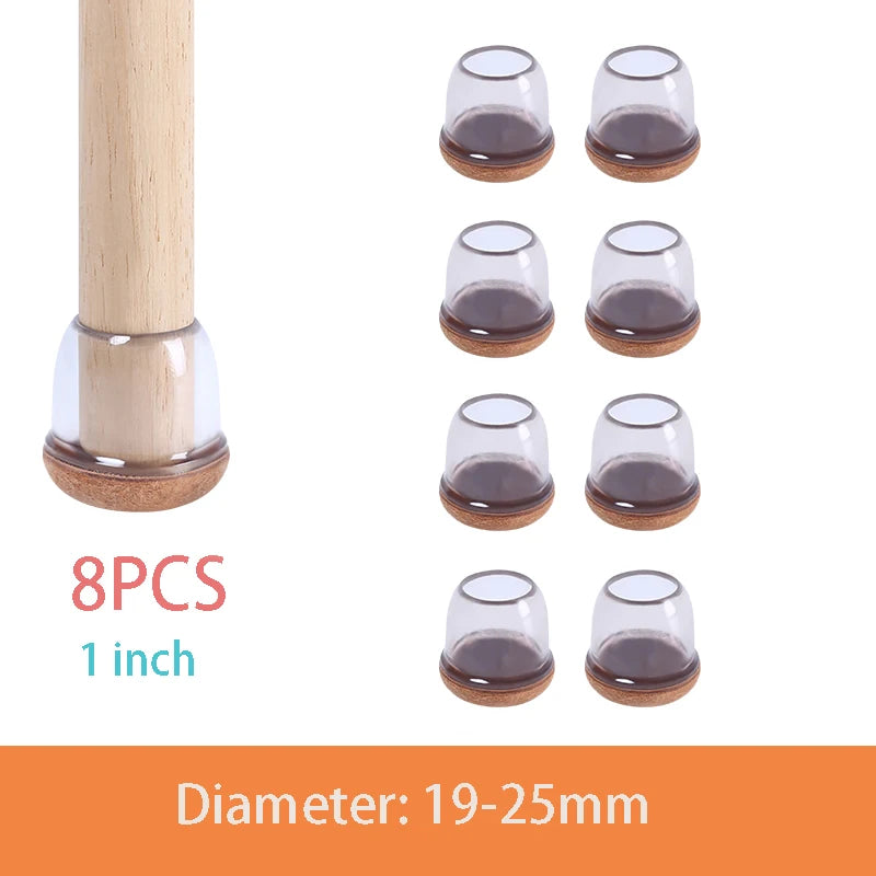 8PCS Thick Rubber Chair Leg Protector Covers Felt Bottom Furniture Pads Floor Protectors Caps to Reduce Noise And Prevent Scratc