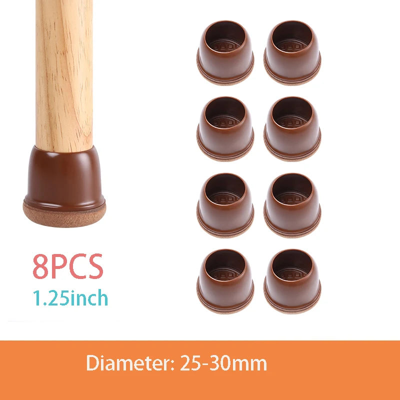 8PCS Thick Rubber Chair Leg Protector Covers Felt Bottom Furniture Pads Floor Protectors Caps to Reduce Noise And Prevent Scratc