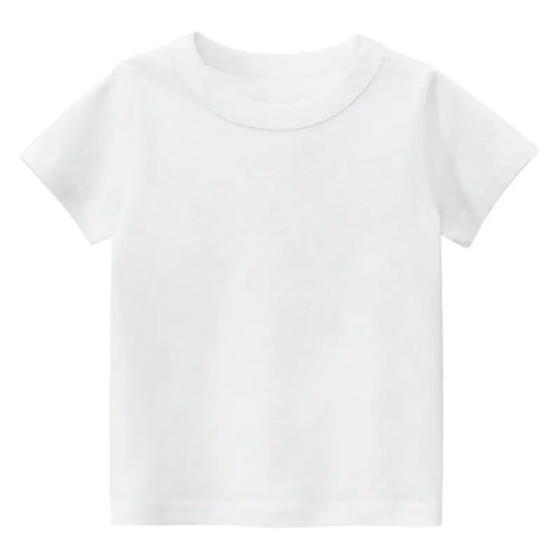 Kids Solid T Shirt Tops for Child Boys Girls Baby Toddler Blank Cotton Clothes White T-shirts Children Summer Tees Short Sleeve