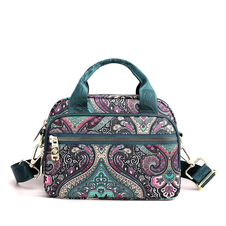 Small Printing Women Shoulder bag High Quality Female Messenger Bag Ladies Nylon portable Phone CrossBodyTote Bag Flower Purple