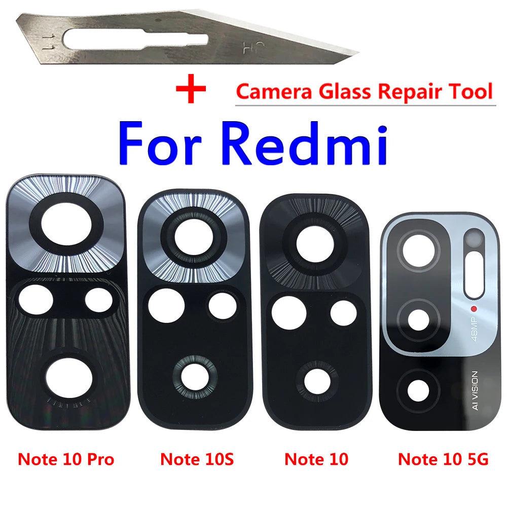 2PCS，NEW Back Rear Camera Glass Lens with Sticker Replacement Repair For Xiaomi Redmi Note 11T 11 10T 5G 10S 10 Pro Plus 5G