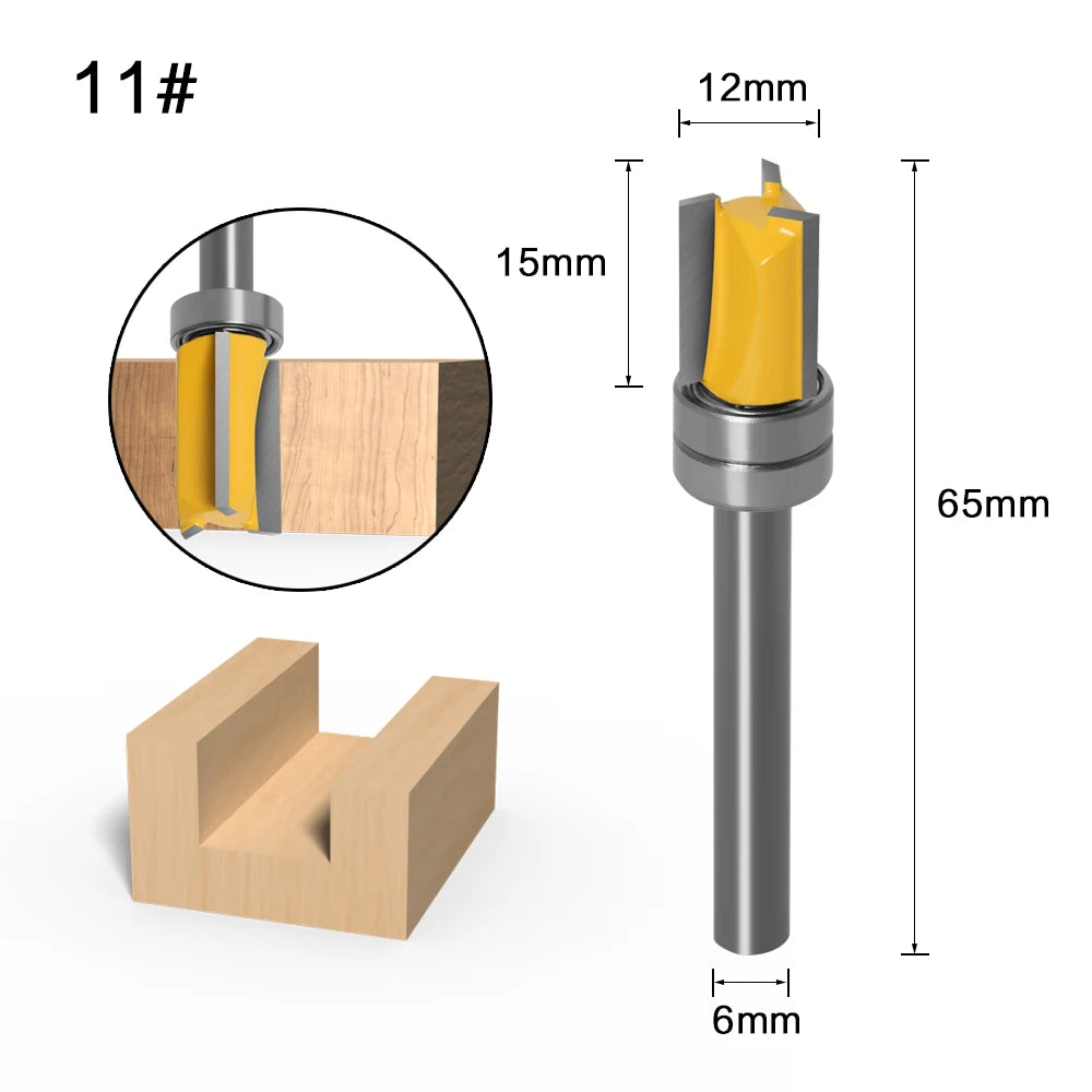 1PC 6mm Shank Template Trim Hinge Mortising Router Bit Straight end mill trimmer cleaning flush trim Tenon Cutter forWoodworking