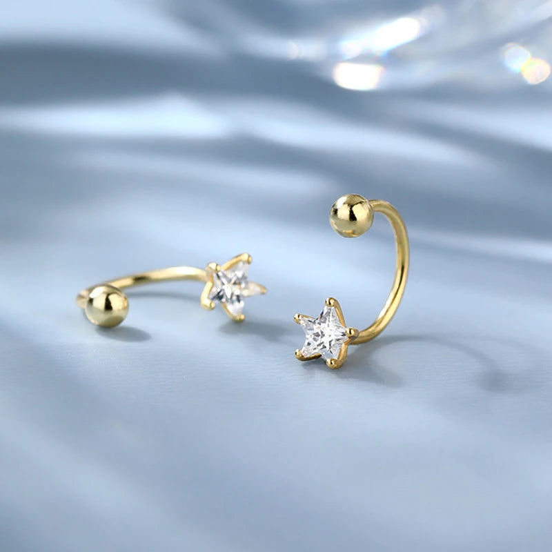 VENTFILLE 925 Silver Star Flash Crystal Summer Small Fresh Female 2022 New Trendy Personality Earrings