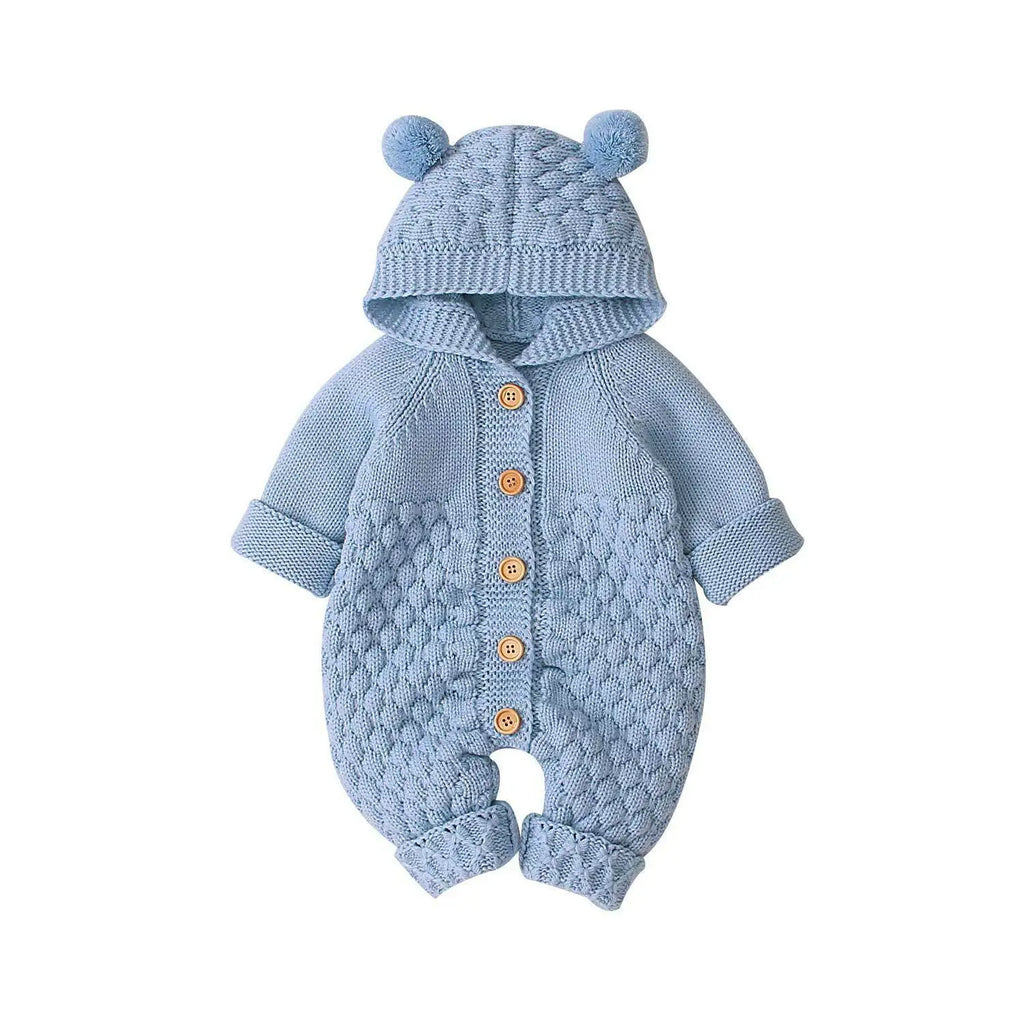 Citgeett Autumn Winter Newborn Baby Boys Girls Ear Knit Romper Hooded Wool Sweater Jumpsuit Warm Cute Outfit