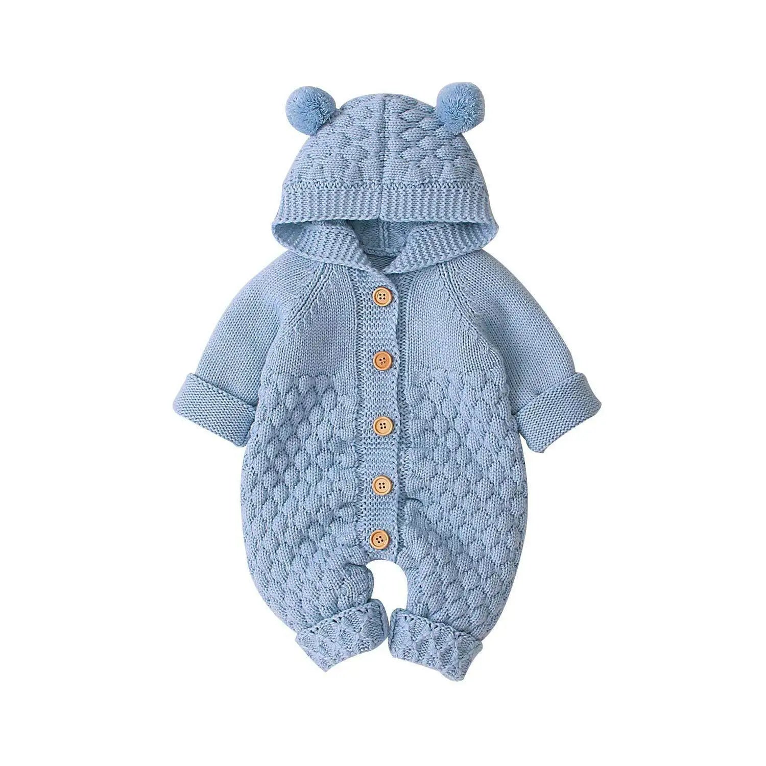 Citgeett Autumn Winter Newborn Baby Boys Girls Ear Knit Romper Hooded Wool Sweater Jumpsuit Warm Cute Outfit